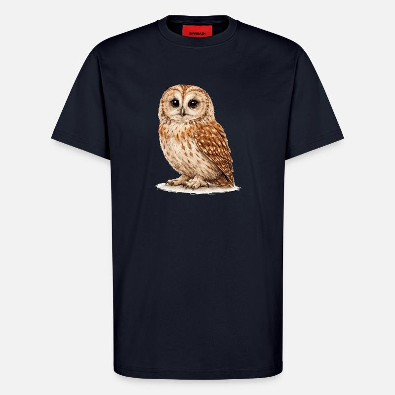 Aquarell Eule Nachtwald - T-Shirt - made by SPREAD - DARK NAVY