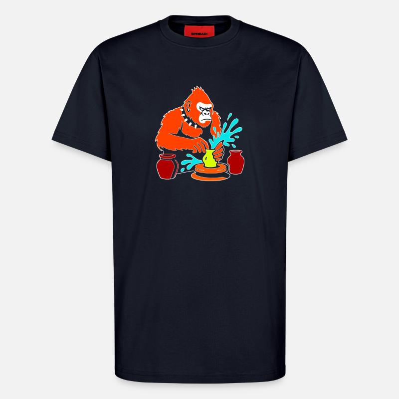 Gorilla Pottery Splash Studio - T-shirt bio décontracté fabriqué en UE - DARK NAVY