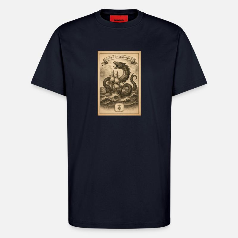 Warnung vor Leviathanen | Nautik Seemonster - T-Shirt - made by SPREAD - DARK NAVY