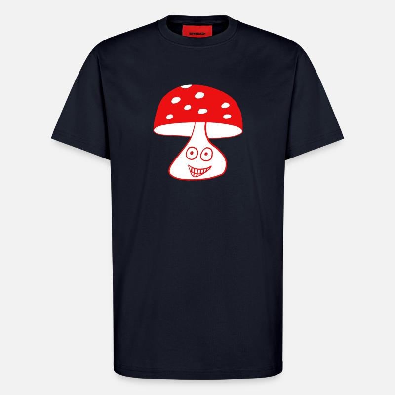 Fröhlicher Pilz mit Gesicht - T-Shirt - made by SPREAD - DARK NAVY
