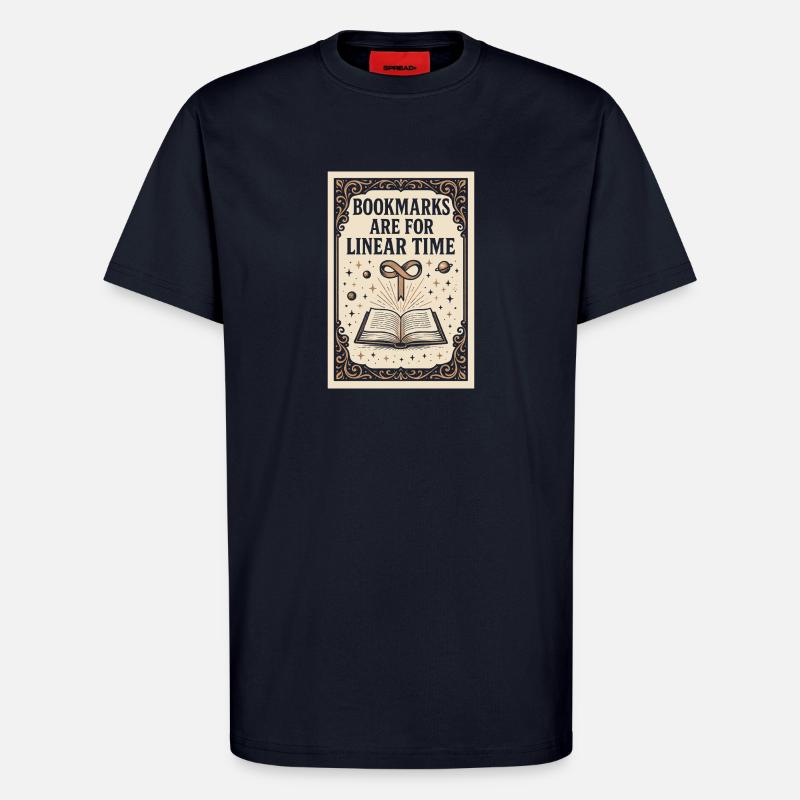 Linear Time Bookmarks | Sci-Fi Book - T-Shirt - made by SPREAD - DARK NAVY