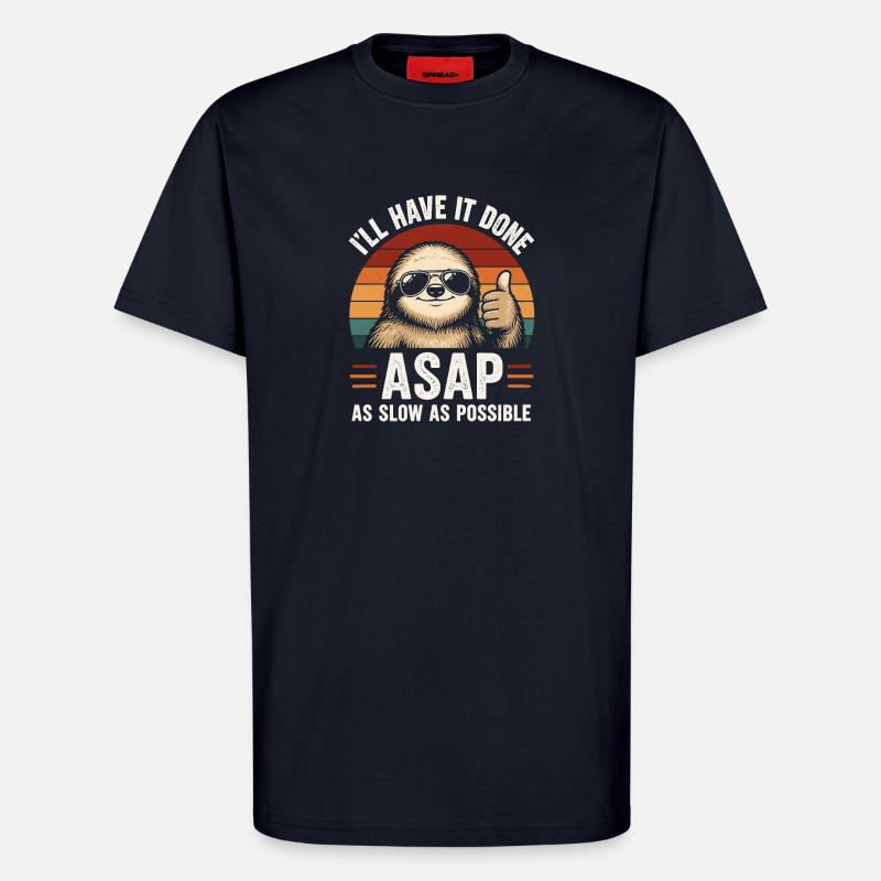 Slow As Possible Sloth Retro - T-Shirt - made by SPREAD - DARK NAVY