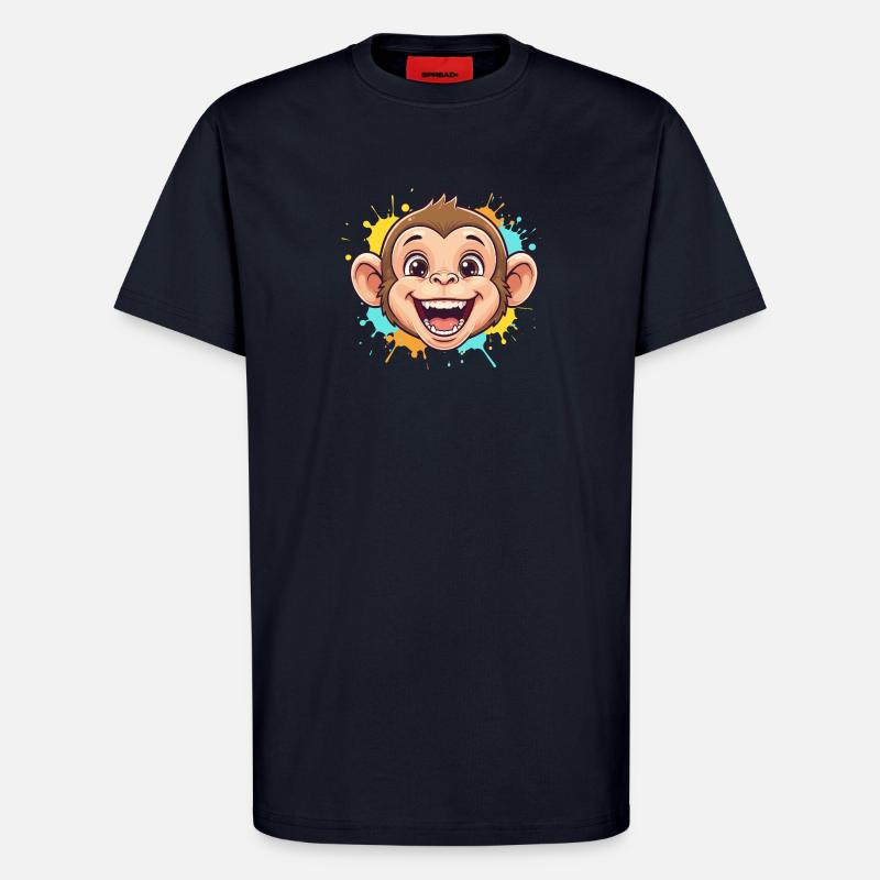Cheerful monkey with paint splashes - T-Shirt - made by SPREAD - DARK NAVY