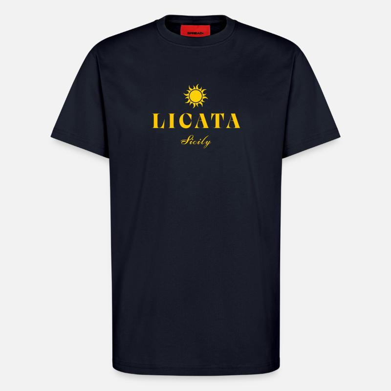 Licata, Sicily Sun - T-shirt bio décontracté fabriqué en UE - DARK NAVY