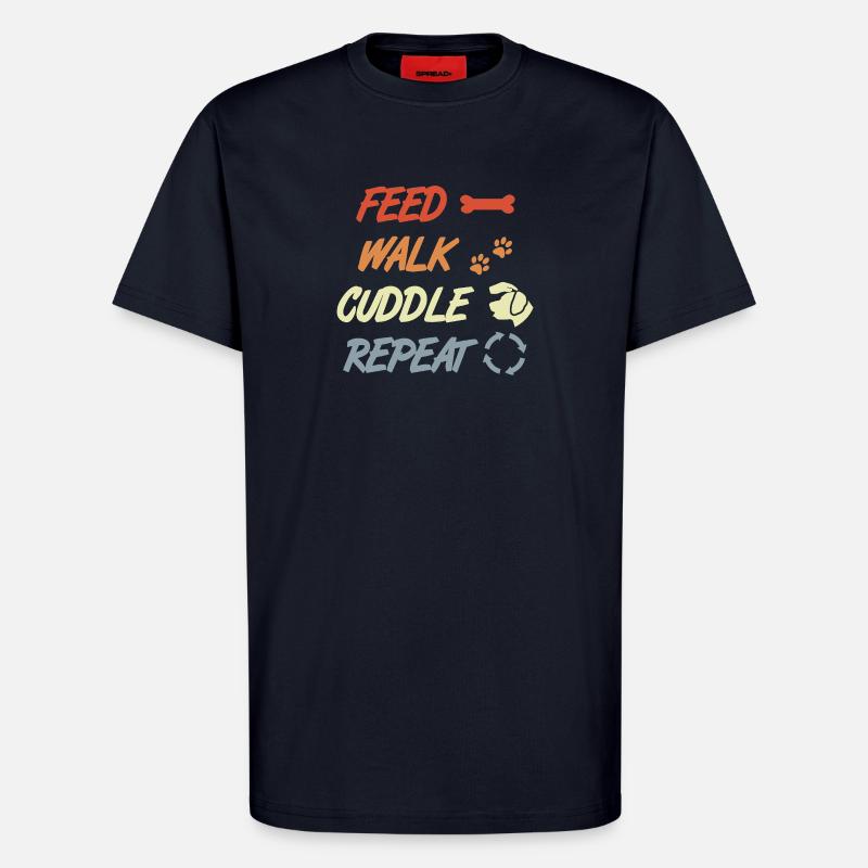 Feed Walk Cuddle Repeat – Hundeliebe - T-Shirt - made by SPREAD - DARK NAVY