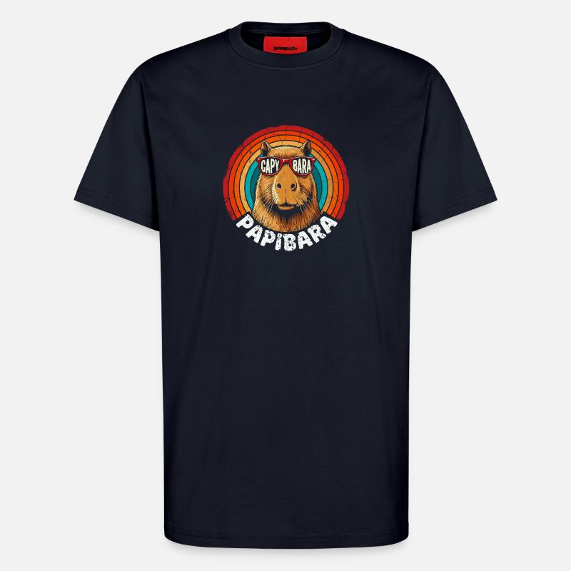 Capybara Retro Regenbogen Sonnenbrille - T-Shirt - made by SPREAD - DARK NAVY
