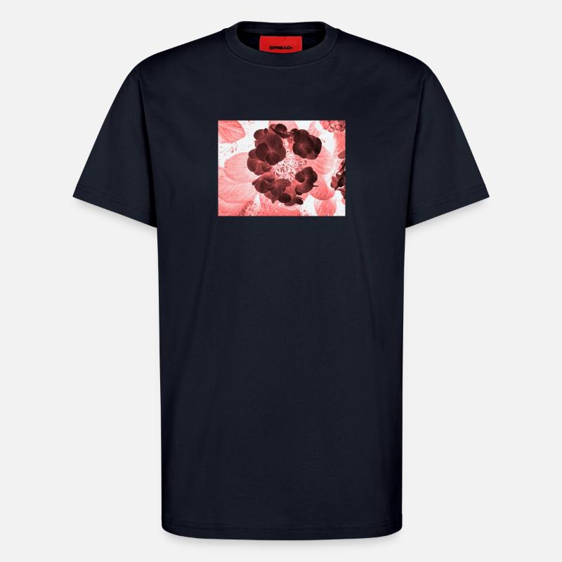 Rote Hydrangea Florales Muster - T-Shirt - made by SPREAD - DARK NAVY