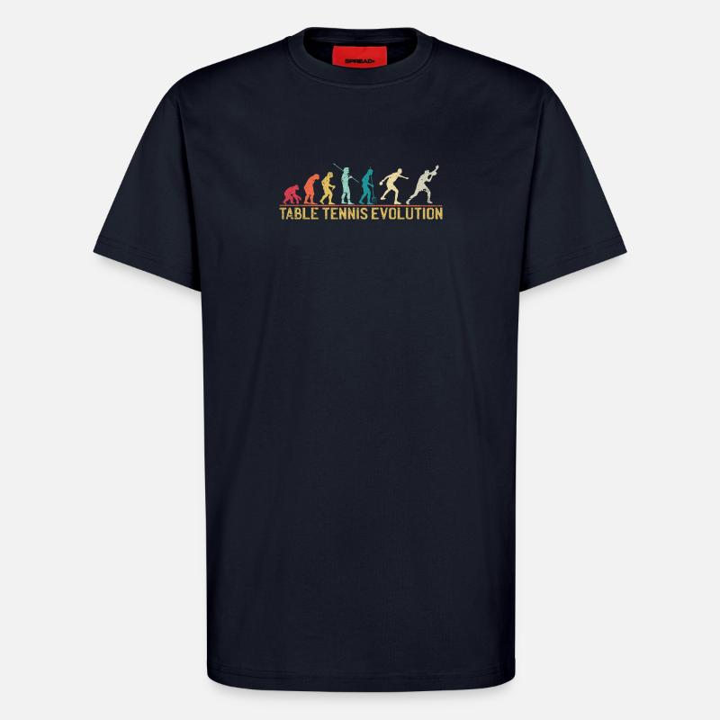 Table Tennis Evolution Progression Design - T-shirt bio décontracté fabriqué en UE - DARK NAVY