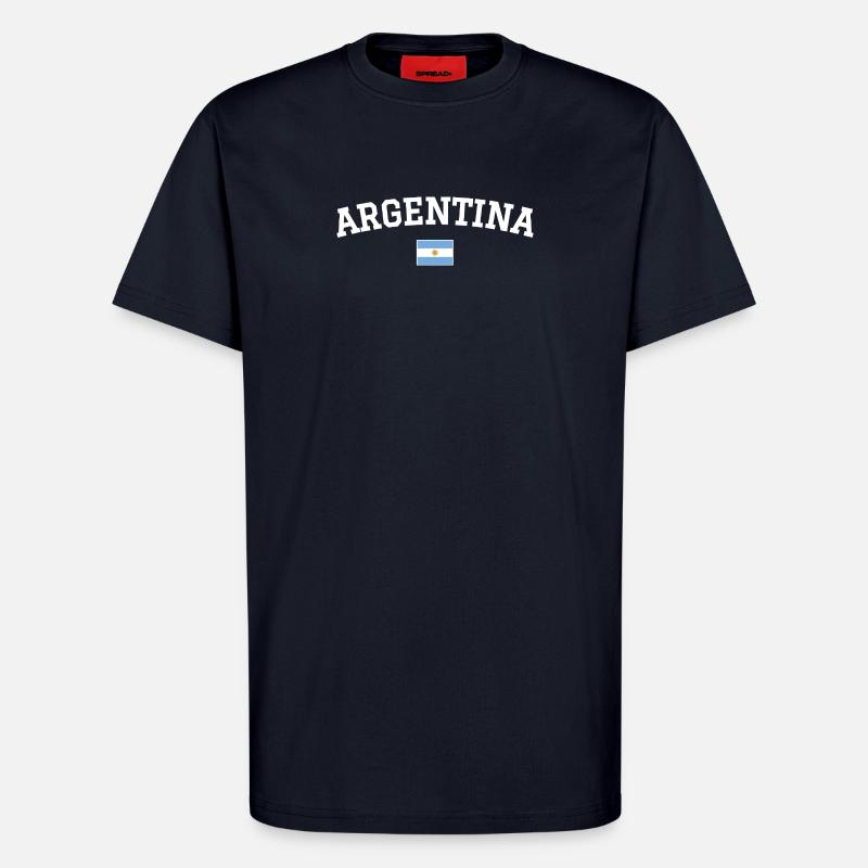Drapeau argentin Dessin blanc - T-shirt bio décontracté fabriqué en UE - DARK NAVY