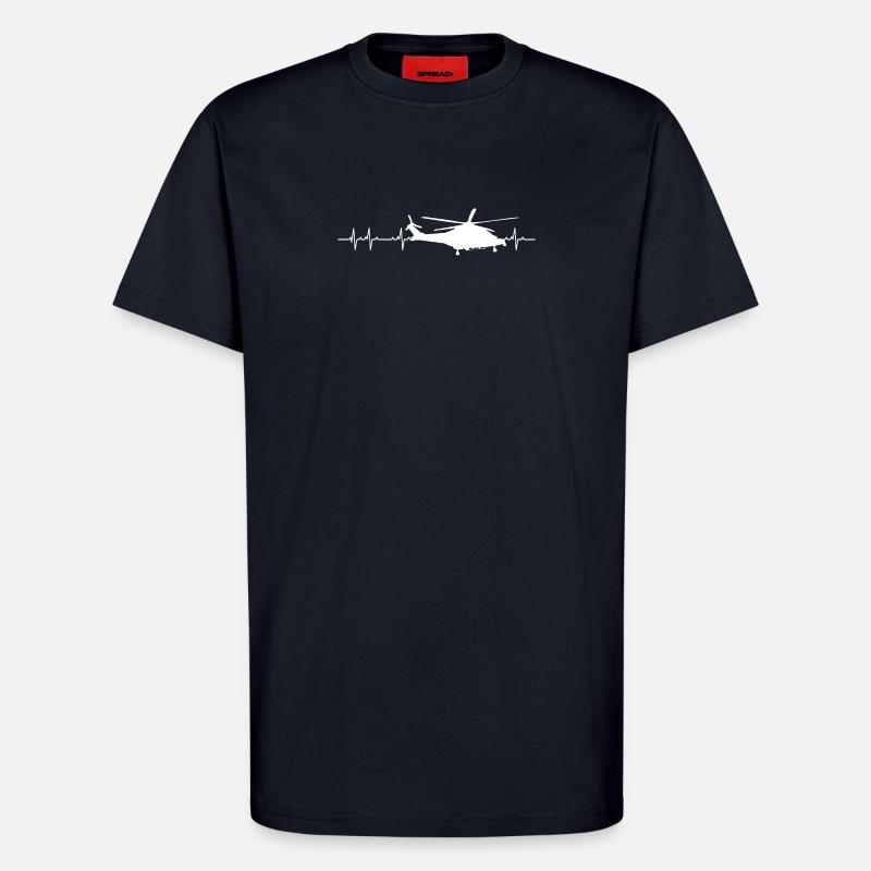 Hubschrauber Helikopter Herzschlag Pilot - T-Shirt - made by SPREAD - DARK NAVY