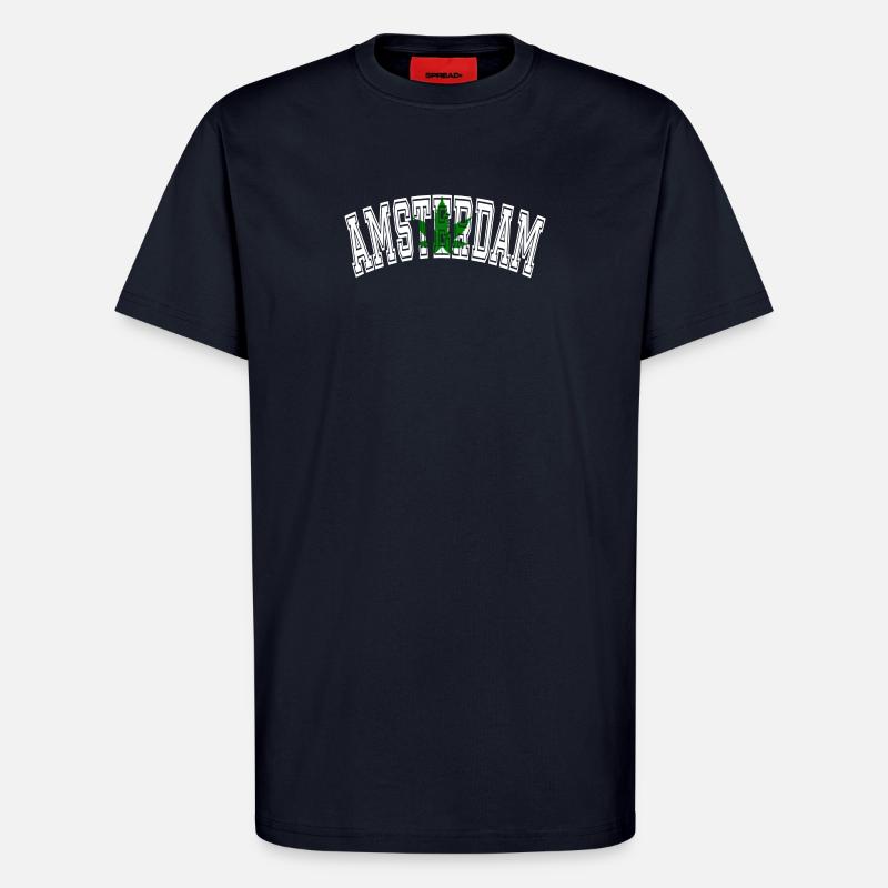 Amsterdam design with cannabis leaf - T-Shirt - made by SPREAD - DARK NAVY