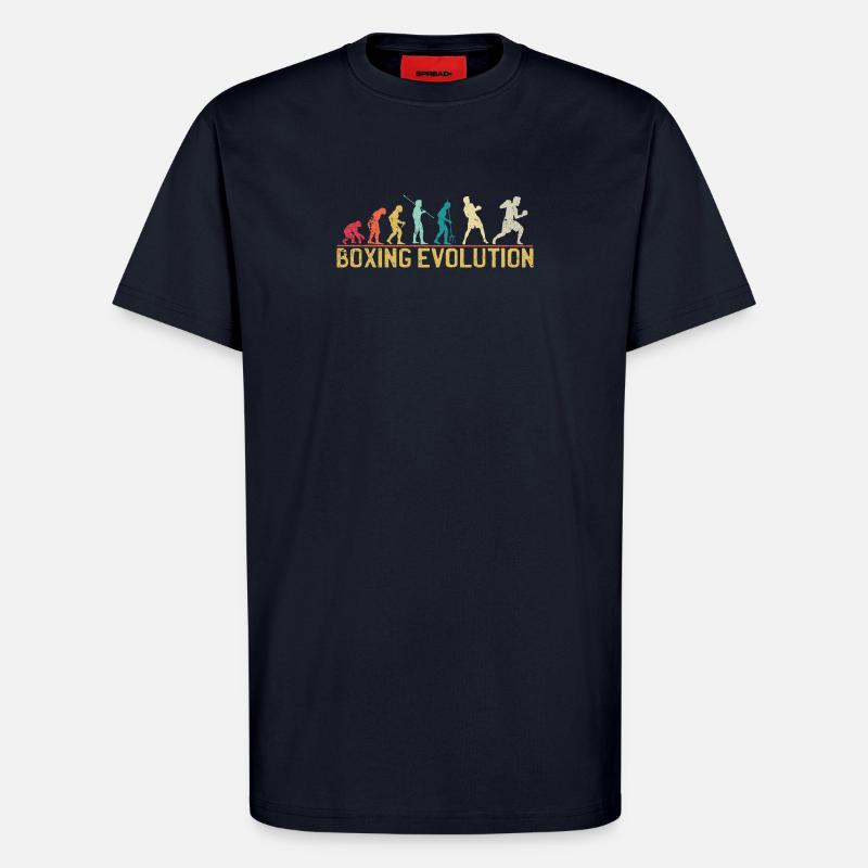 Boxing Evolution Progression Design - T-shirt bio décontracté fabriqué en UE - DARK NAVY