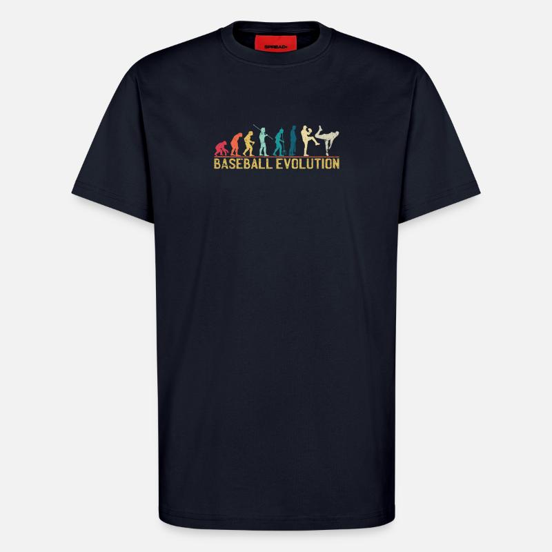 Illustration de l’évolution du baseball - T-shirt bio décontracté fabriqué en UE - DARK NAVY