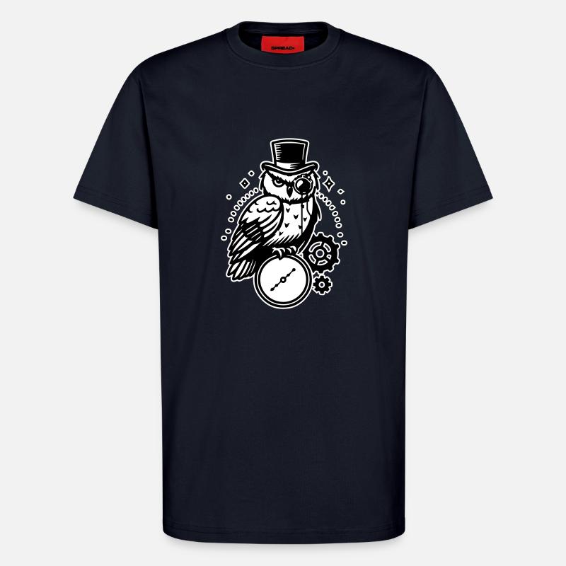 Steampunk Eule und Uhr Design - T-Shirt - made by SPREAD - DARK NAVY