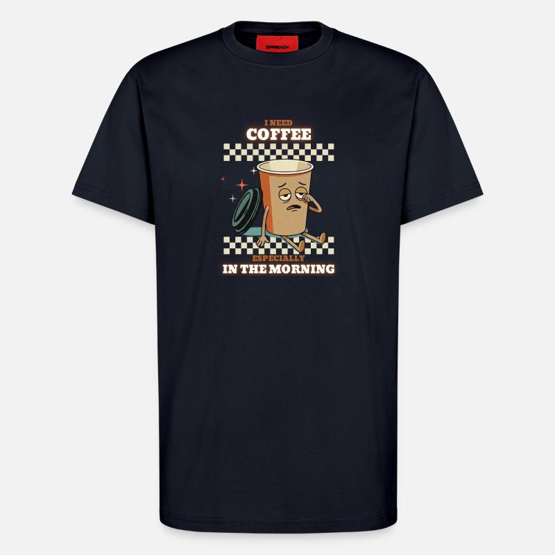 Morgenkaffeetasse müde - T-Shirt - made by SPREAD - DARK NAVY