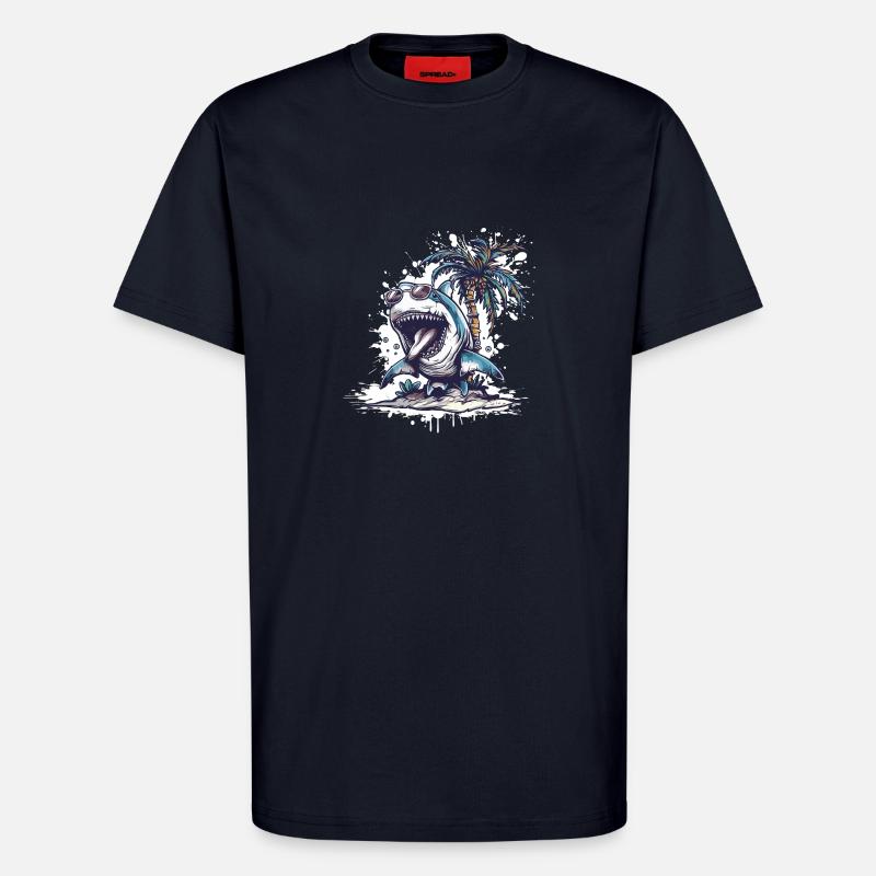 Shark Island Palm Tree - T-Shirt - made by SPREAD - DARK NAVY