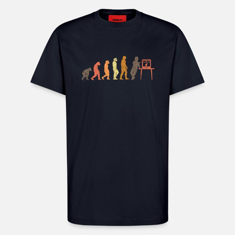 Imprimante 3D Evolution Imprimante 3D Rétro - T-shirt bio décontracté fabriqué en UE - DARK NAVY