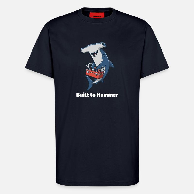 Artisan de la construction de requins-marteaux - T-shirt bio décontracté fabriqué en UE - DARK NAVY