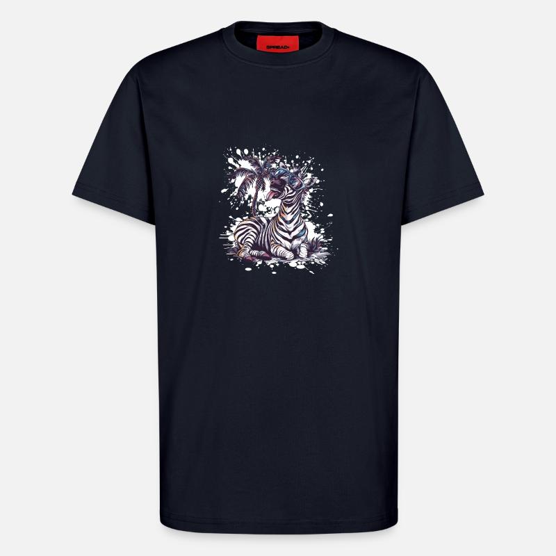 Zebra Island Palm Tree - T-Shirt - made by SPREAD - DARK NAVY