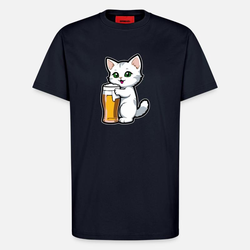 Katze mit Bier - T-Shirt - made by SPREAD - DARK NAVY