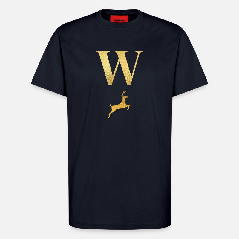 Buchstabe w Goldener Hirsch - Geschenkidee - T-Shirt - made by SPREAD - DARK NAVY