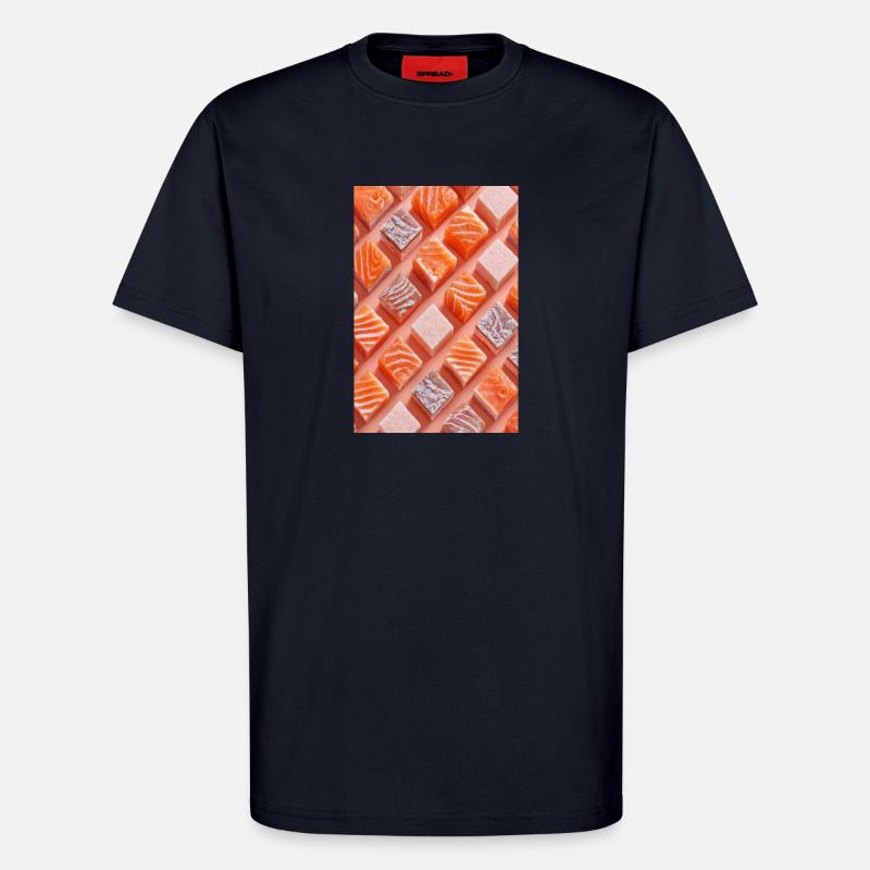Lachs Tile Candy Grid - T-Shirt - made by SPREAD - DARK NAVY