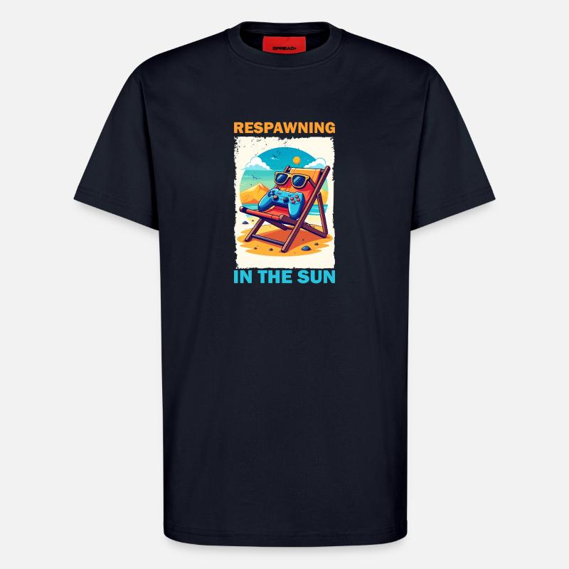 Vacances de jeu à la plage - T-shirt bio décontracté fabriqué en UE - DARK NAVY