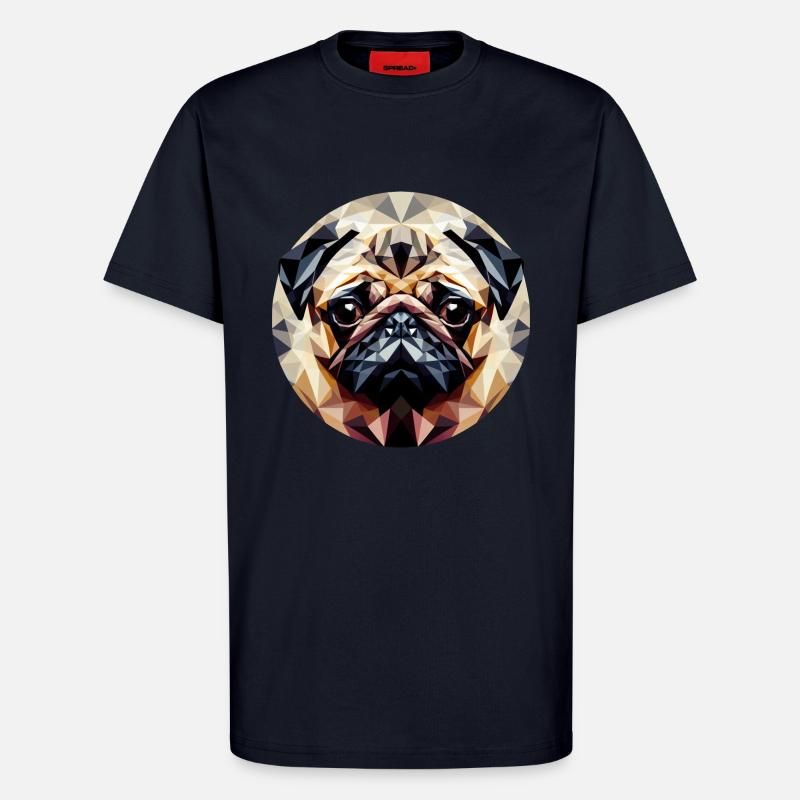 Polygoner Mops Hund Rund - T-Shirt - made by SPREAD - DARK NAVY