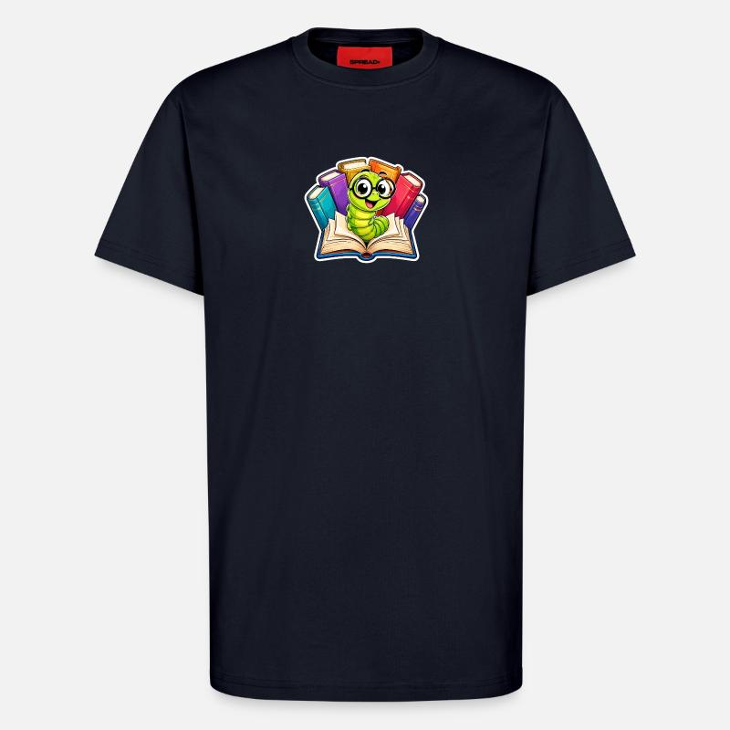 Cheerful Bookworm - T-Shirt - made by SPREAD - DARK NAVY