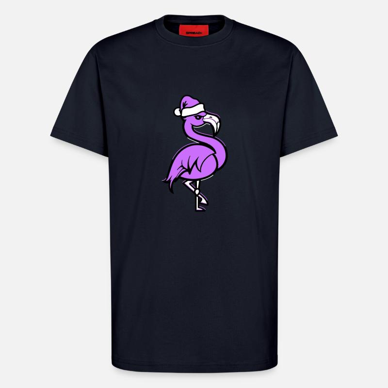 Flamingo Comique Noël - T-shirt bio décontracté fabriqué en UE - DARK NAVY