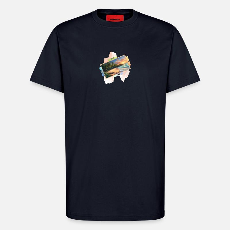 Nature plage image mignon design d’été - T-shirt bio décontracté fabriqué en UE - DARK NAVY