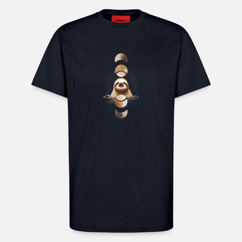 Sloth with Moon Phases Boho Design - T-Shirt - made by SPREAD - DARK NAVY