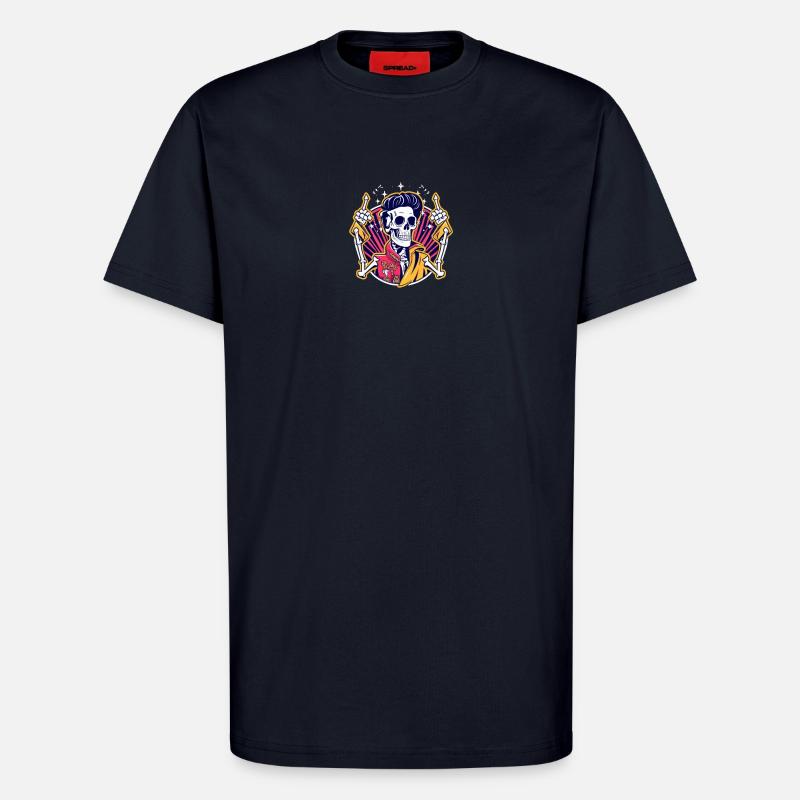 Neon Totenkopf Rockabilly Duell - T-Shirt - made by SPREAD - DARK NAVY