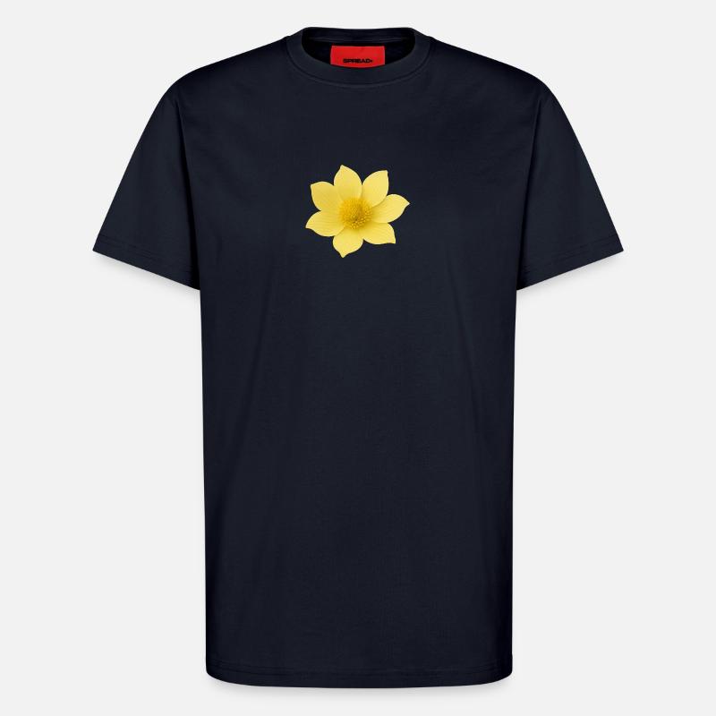 Gelbe Blume mit weichen Petalen - T-Shirt - made by SPREAD - DARK NAVY