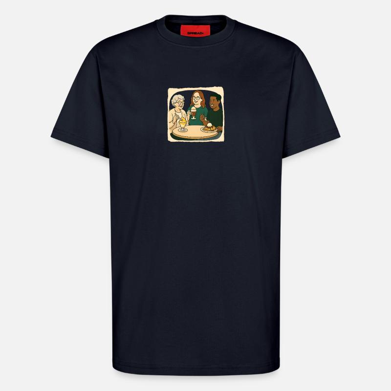 Oma Karin - im Eis Cafe - T-shirt bio décontracté fabriqué en UE - DARK NAVY