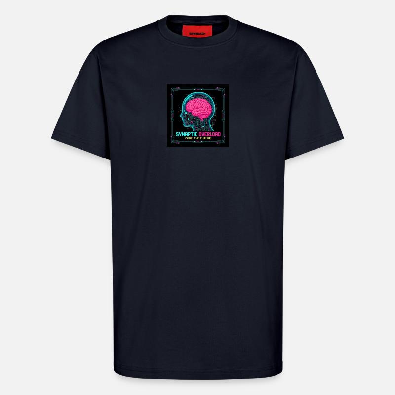 Synaptic Overload Neon Brain - T-Shirt - made by SPREAD - DARK NAVY