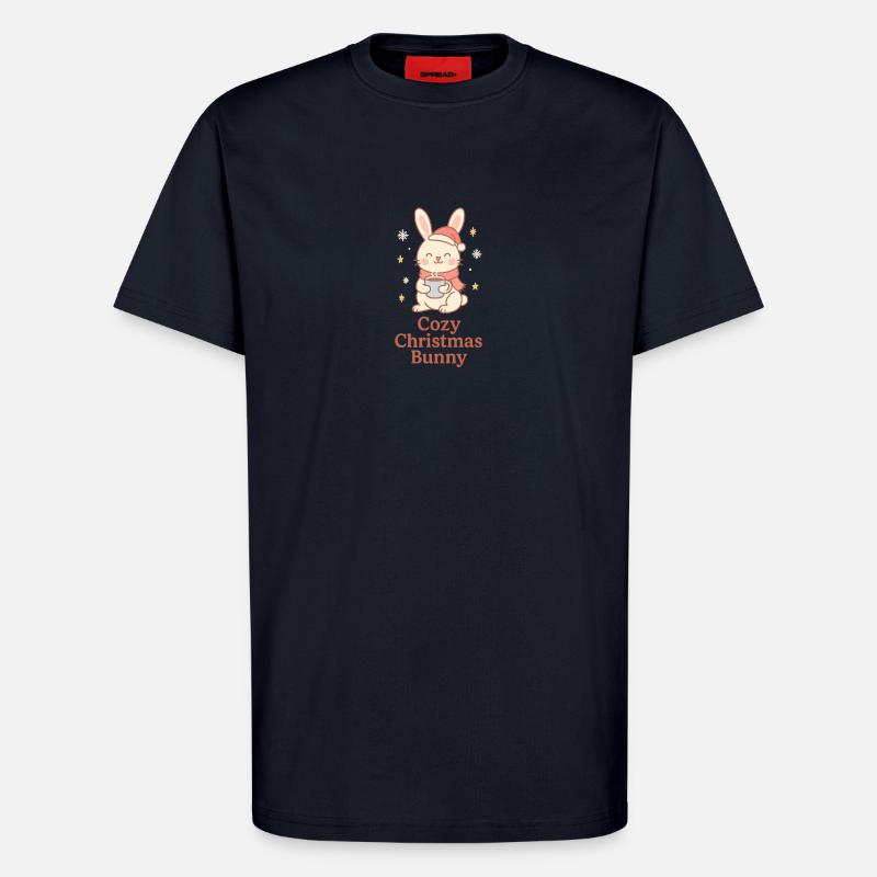 Gemütlicher Weihnachts-Hase mit Tee - T-Shirt - made by SPREAD - DARK NAVY