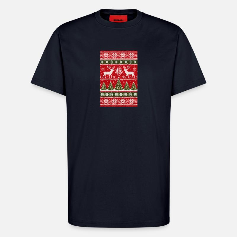 Winterliches Rentier-Strickmuster - T-Shirt - made by SPREAD - DARK NAVY
