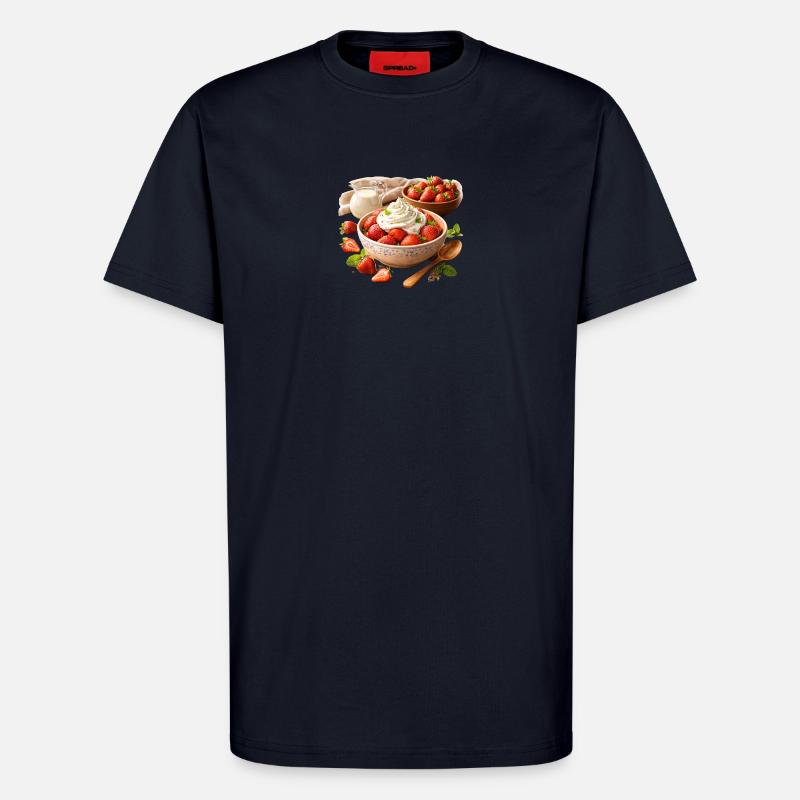 Strawberries with cream - T-Shirt - made by SPREAD - DARK NAVY