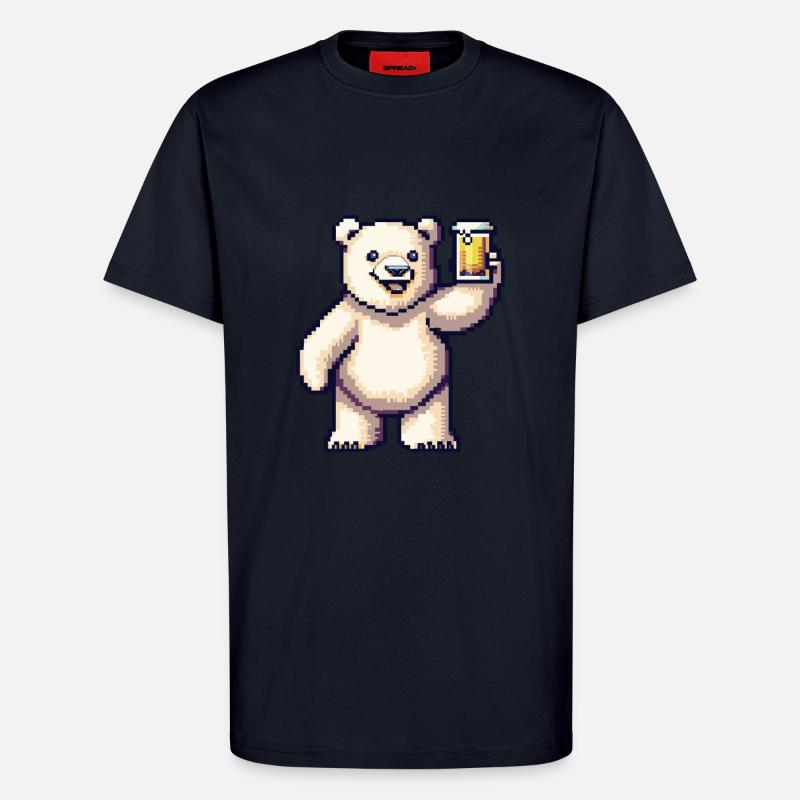 Polar Bear Pixel Beer - T-Shirt - made by SPREAD - DARK NAVY