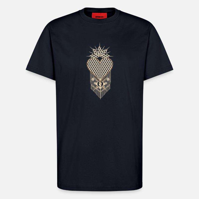 Macramé heart with filigree knot patterns - T-Shirt - made by SPREAD - DARK NAVY