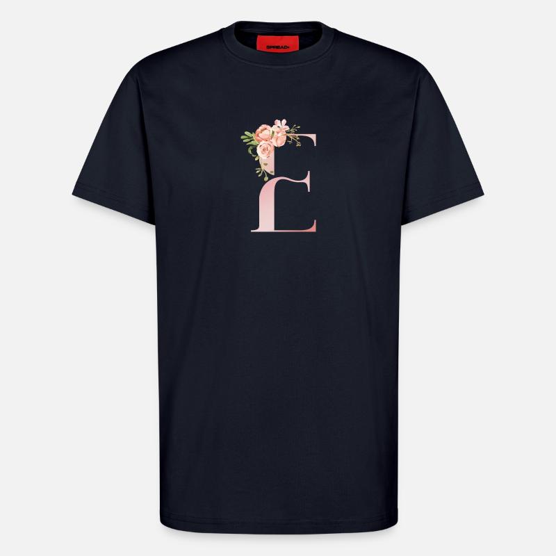 Pastellflorales Monogramm E - T-Shirt - made by SPREAD - DARK NAVY