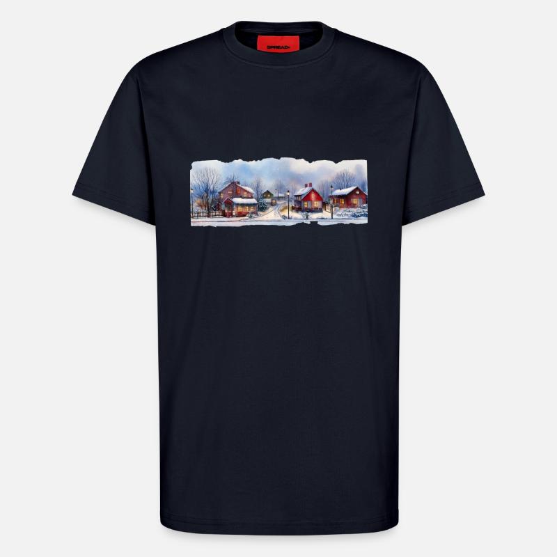 Häuser Winter - T-Shirt - made by SPREAD - DARK NAVY