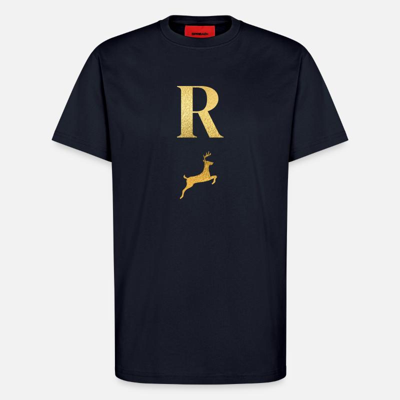 Buchstabe r goldener Hirsch - Geschenkidee - T-Shirt - made by SPREAD - DARK NAVY