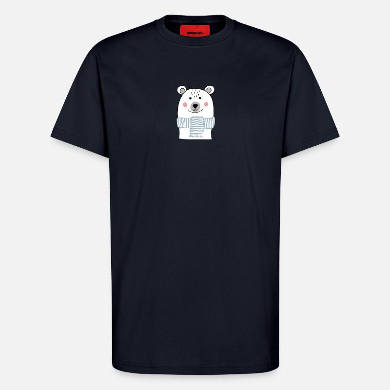 Eisbär mit hellblauem Schal - T-Shirt - made by SPREAD - DARK NAVY