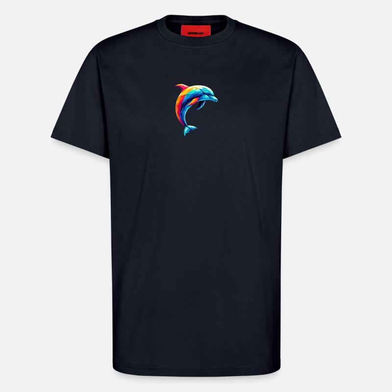 Ein bunter Delfin im Polygon-Stil - T-Shirt - made by SPREAD - DARK NAVY