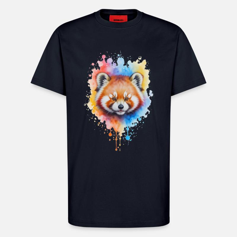 Rot Panda Aquarell Splash - T-Shirt - made by SPREAD - DARK NAVY
