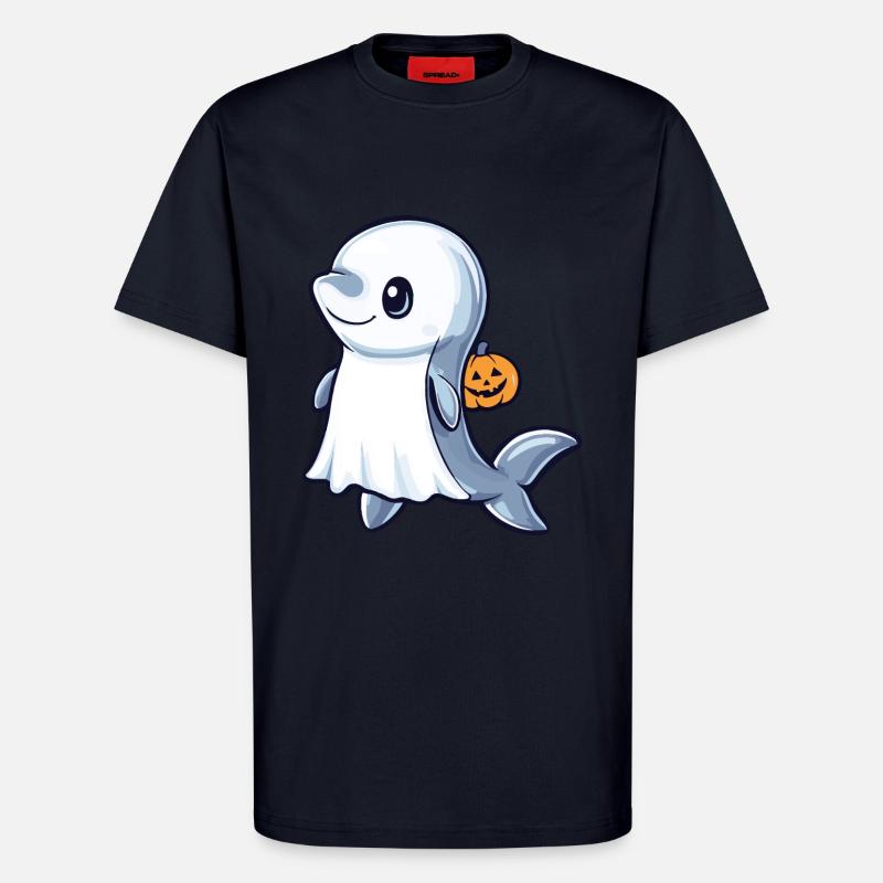 Delfin Halloween Comic Geist - T-Shirt - made by SPREAD - DARK NAVY