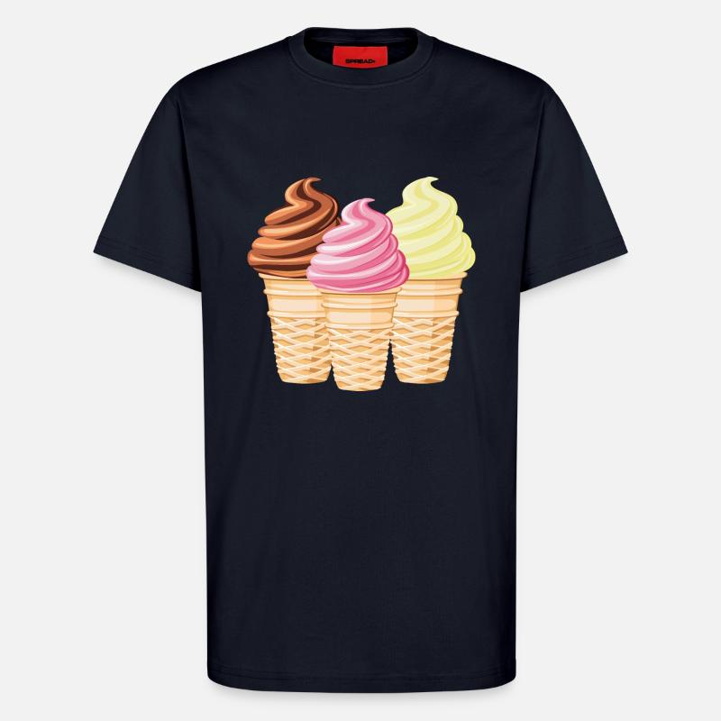 Softeis Vanille Schokolade Erdbeere - T-Shirt - made by SPREAD - DARK NAVY