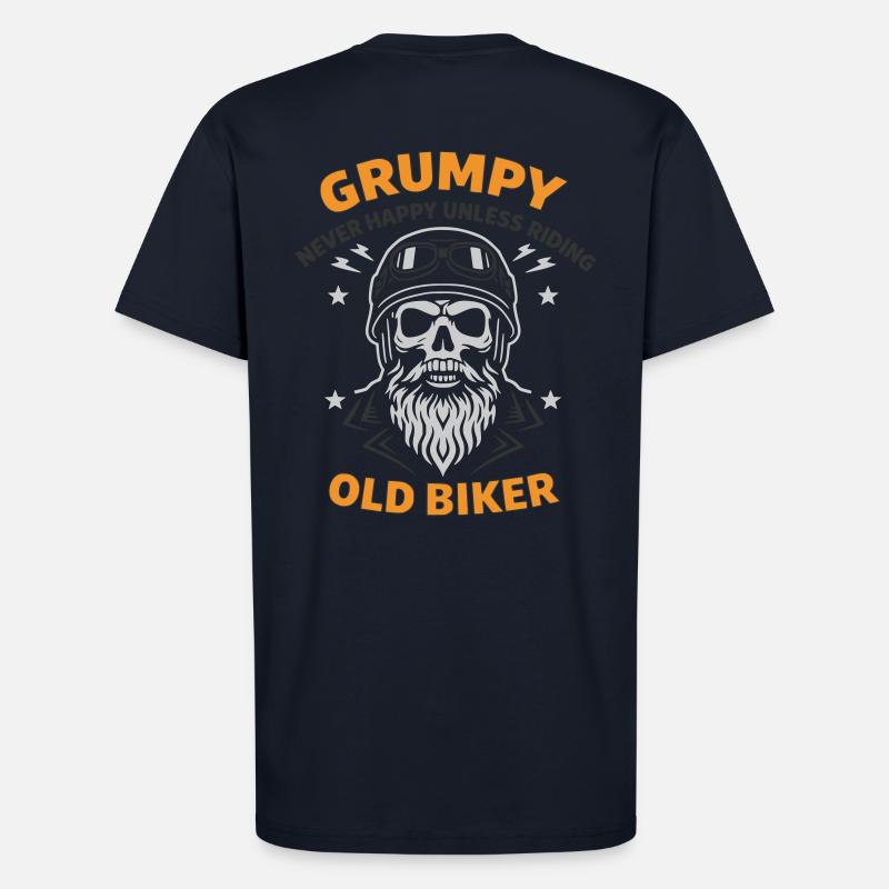 Grumpy Old Biker Skull - T-shirt bio décontracté fabriqué en UE - DARK NAVY